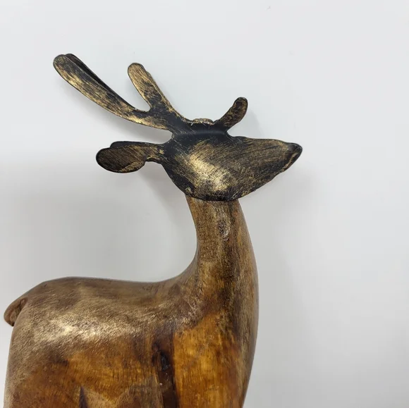 2 Pier I Rustic Brown Reindeer Iron Wood Stocker Holder Display Mantle Decor